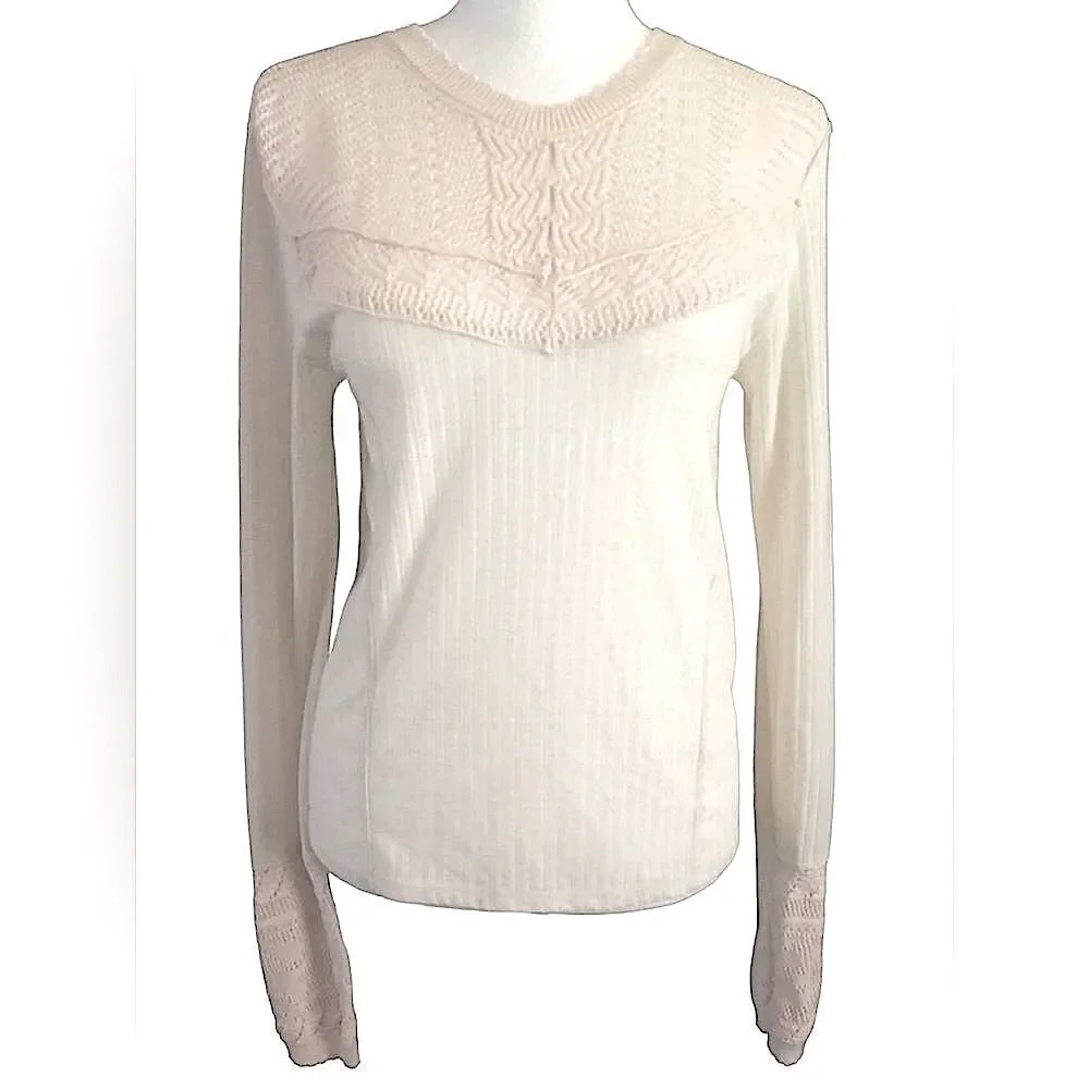 Free people crochet sleeve and shoulder top size small
